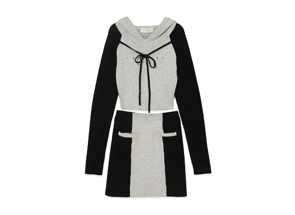 ANDMARY Alma ribbon knit セットアップグレー ANDMARY Alma Ribbon Knit Set Up 