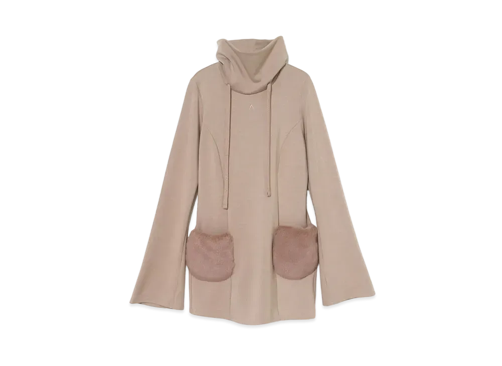 ANDMARY Fur Pocket Mini Dress "Pink Beige"