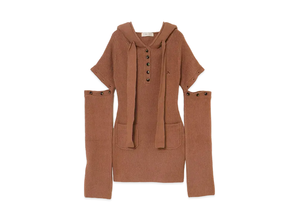 ANDMARY Alma Button Mini Dress "Brown"