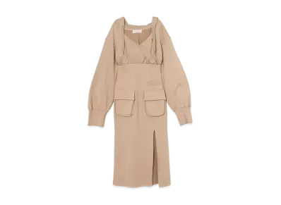 ANDMARY Ami Pocket Slit Dress "Pink Beige"