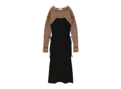 ANDMARY Mitten Layered Knit Dress "Brown"