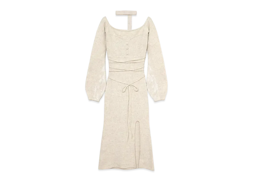 ANDMARY Lace Knit Long Dress "Beige"