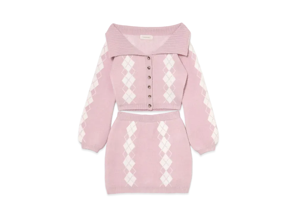 ANDMARY Dona Argyle Knit Set Up "Pink"