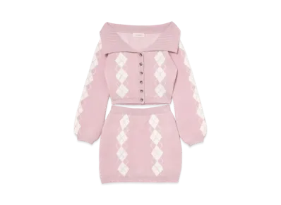 ANDMARY Dona Argyle Knit Set Up "Pink"