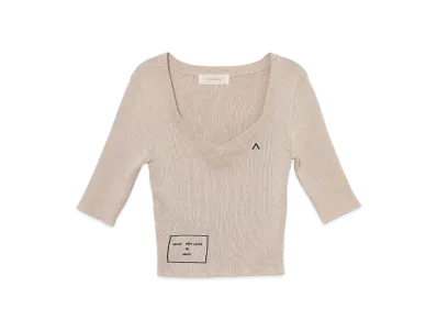 ANDMARY Karen Silk Knit Tops "Pink Beige"
