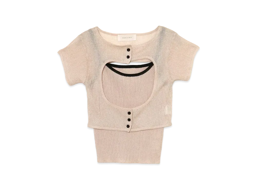 ANDMARY Elf Button Knit Tops "Beige"