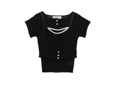 ANDMARY Elf Button Knit Tops "Black"