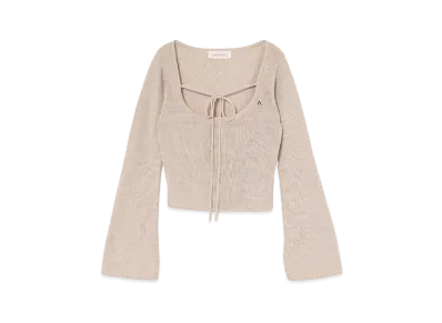 ANDMARY Sheer Ribbon Cardigan "Beige"