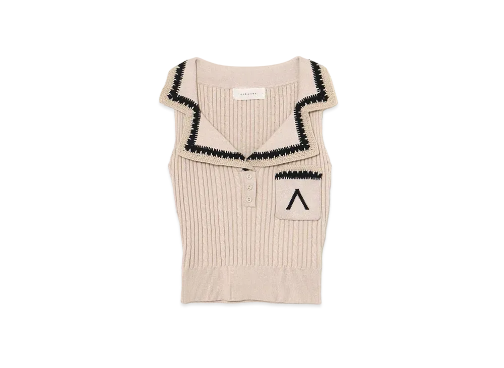 ANDMARY Mila Ribbon Knit Tops "Beige"