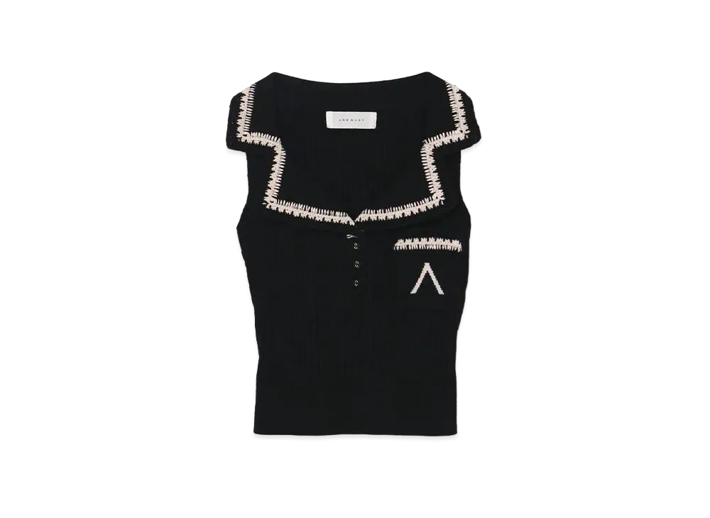 ANDMARY Mila Ribbon Knit Tops "Black"