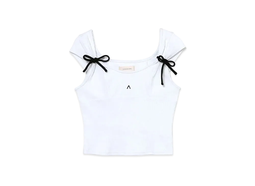 トップス andmary Tina ribbon tops White ANDMARY】Tina ribbon tops