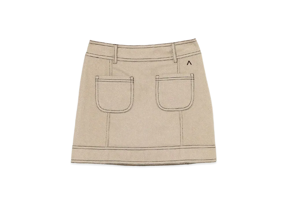 ANDMARY Back Ribbon Mini Skirt "Beige"