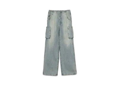 ANDMARY Back Ribbon Denim Cargo Pants "Blue"