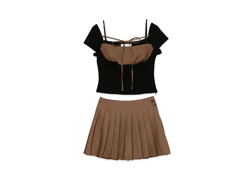 スカート andmary Gisele set up Brown S ANDMARY】Gisele set up