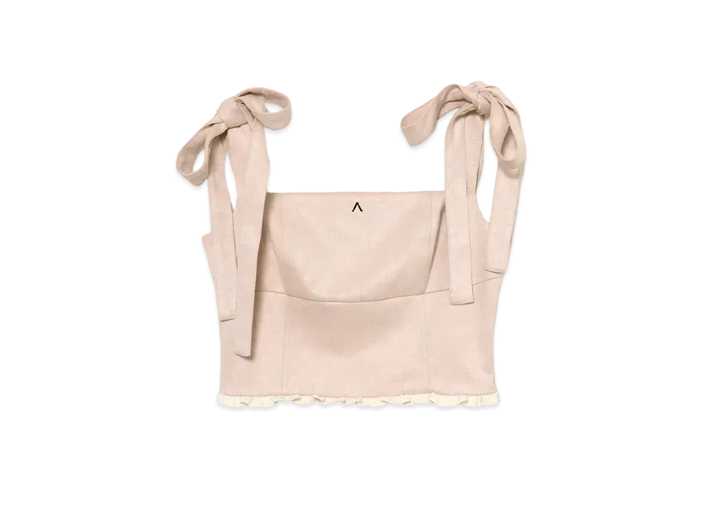 ANDMARY Ava Ribbon Tops "Beige"