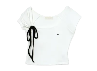 ANDMARY Kitty Ribbon Tops "White"