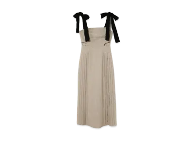 ANDMARY Ann Ribbon Pleats Dress "Beige"