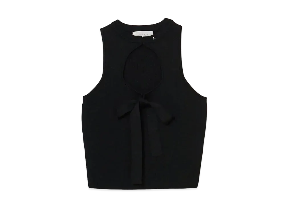 ANDMARY Alicia Ribbon Knit Tops "Black"