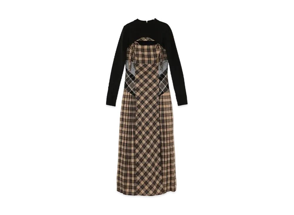ANDMARY Nadia Check Long Dress "Beige"