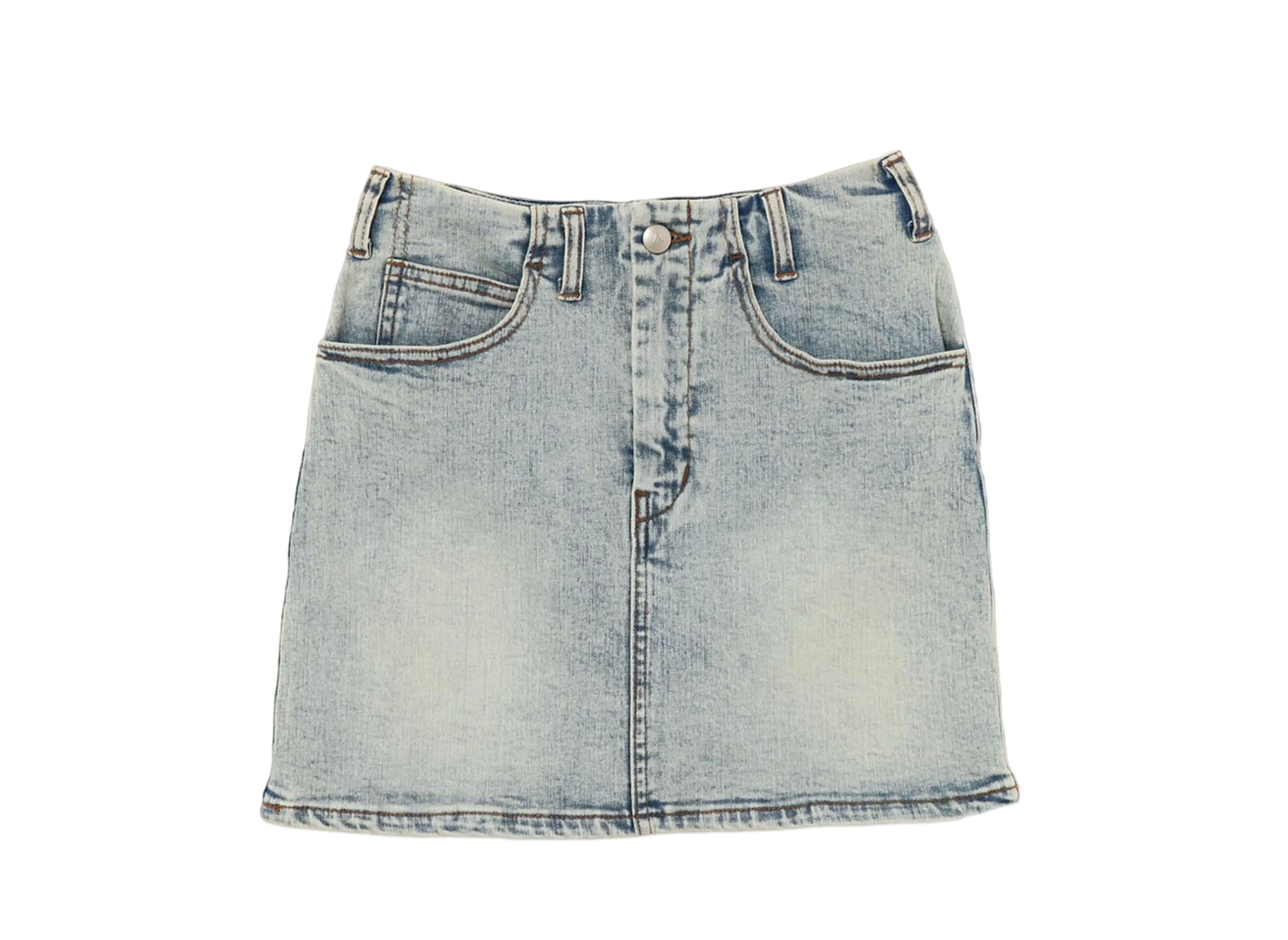 ANDMARY Heart Hip Denim Skirt "Blue Beige"