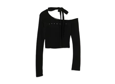 ANDMARY Nana Ribbon Oneshoulder Tops "Black"