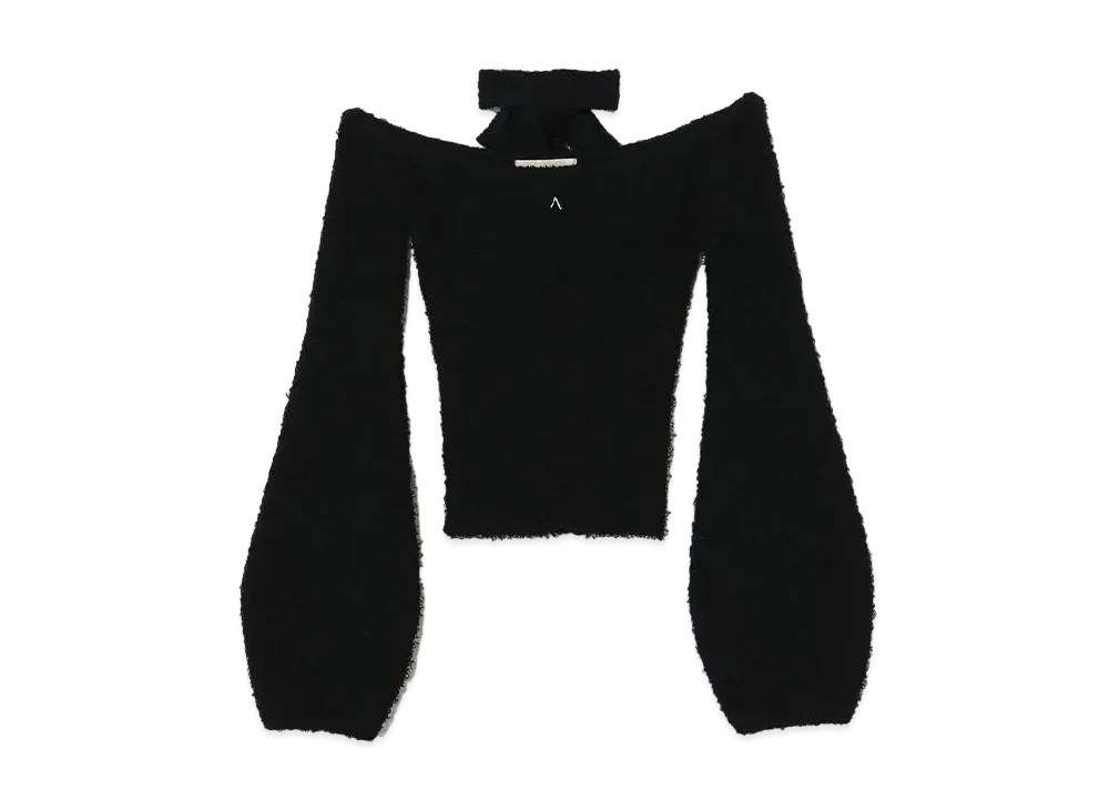 ANDANDMARY Mary Lou offshoulder knit tops "Black"