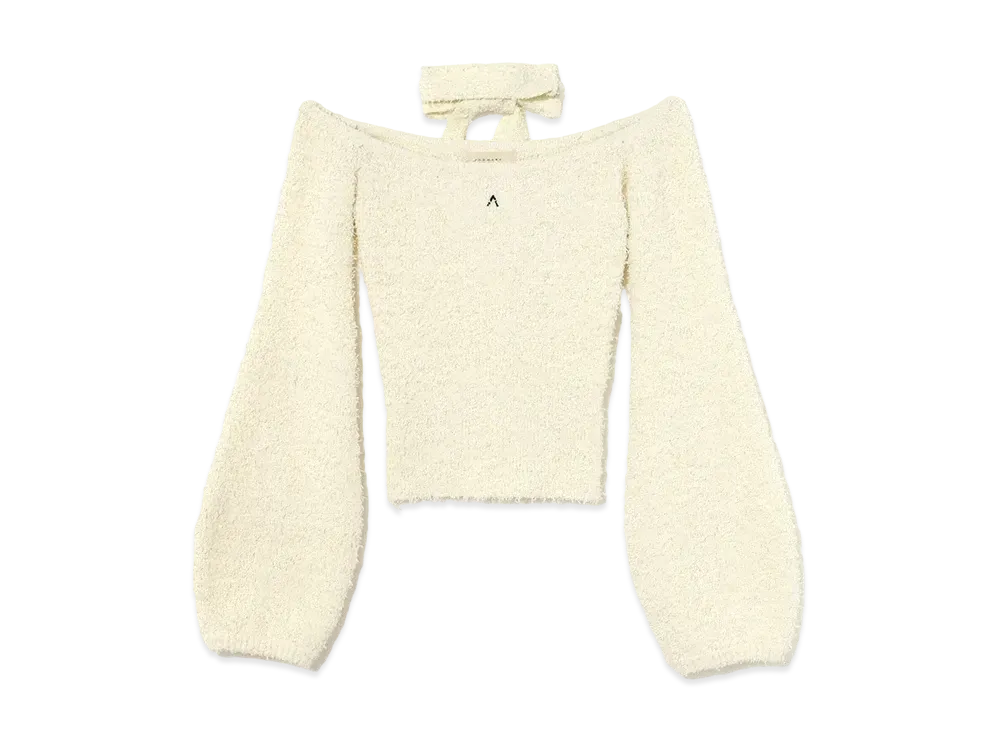 ANDANDMARY Mary Lou offshoulder knit tops "White"
