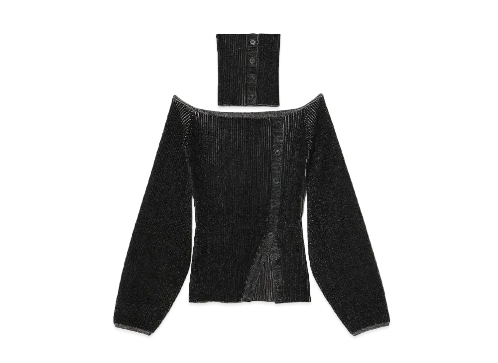 ANDANDMARY Mary Nell knit neck warmer tops "Black"