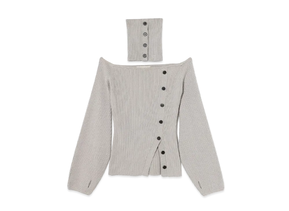 ANDANDMARY Mary Nell knit neck warmer tops "Gray"