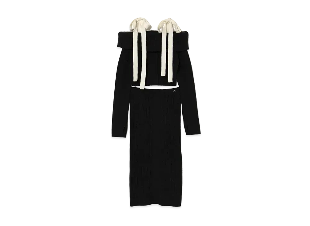 ANDANDMARY Mary Rei ribbon offshoulder set up "Black"