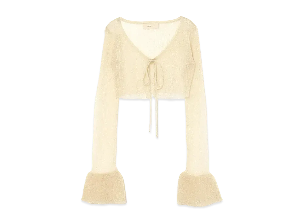 ANDANDMARY Mary Sheer ribbon cardigan "Beige"