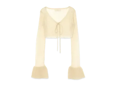 ANDANDMARY Mary Sheer ribbon cardigan "Beige"