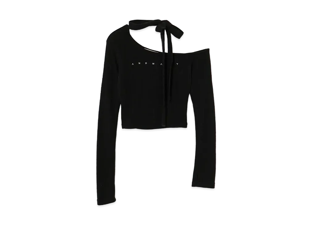 ANDANDMARY Nana Ribbon Oneshoulder Tops "Black"