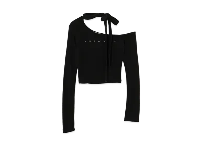 ANDANDMARY Nana Ribbon Oneshoulder Tops "Black"