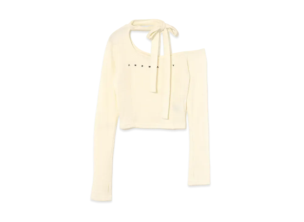 ANDANDMARY Nana Ribbon Oneshoulder Tops "Ivory"