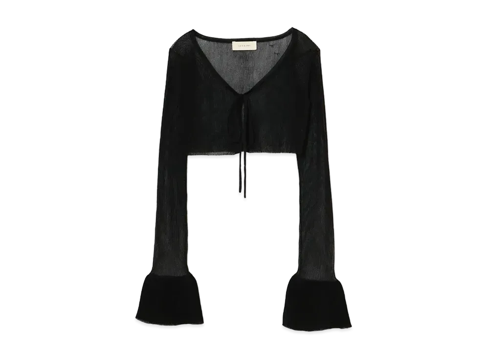 ANDANDMARY Sheer Ribbon Cardigan "Black"