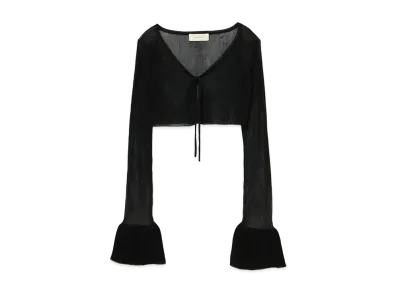 ANDANDMARY Sheer Ribbon Cardigan "Black"