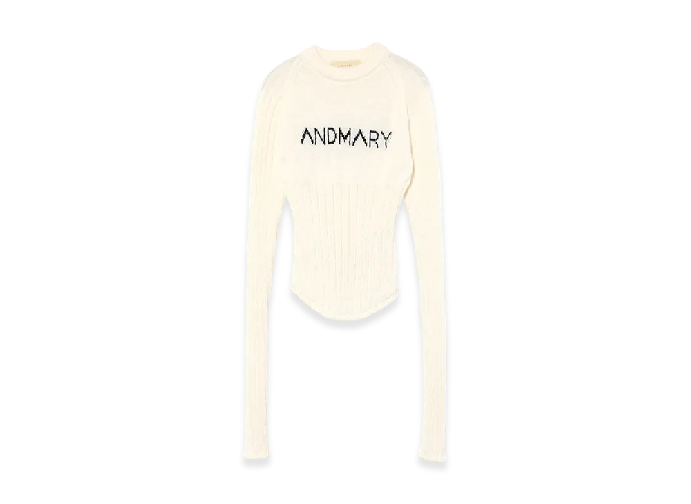 ANDMARY Mary Logo Knit Tops "White"