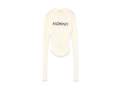 ANDMARY Mary Logo Knit Tops "White"