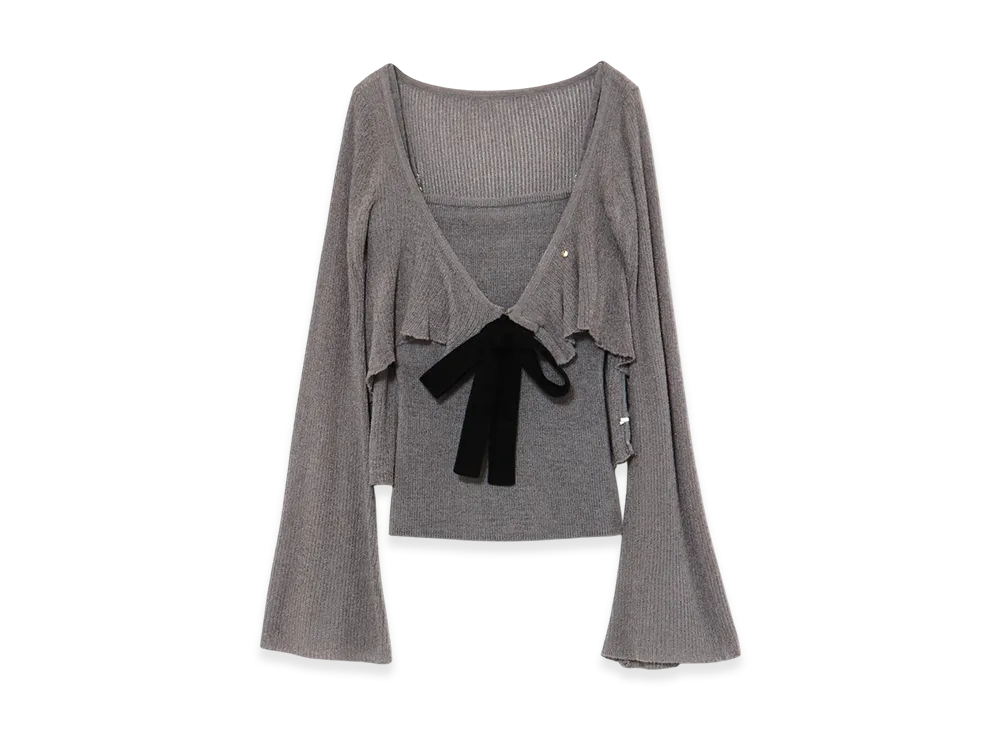 ANDMARY Emma Knit Flare Cardigan Set "Gray"