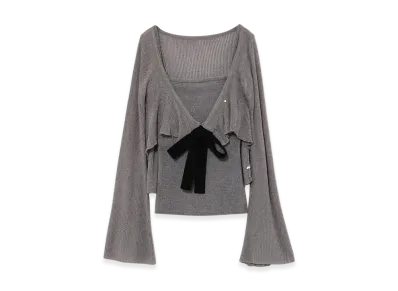 ANDMARY Emma Knit Flare Cardigan Set "Gray"