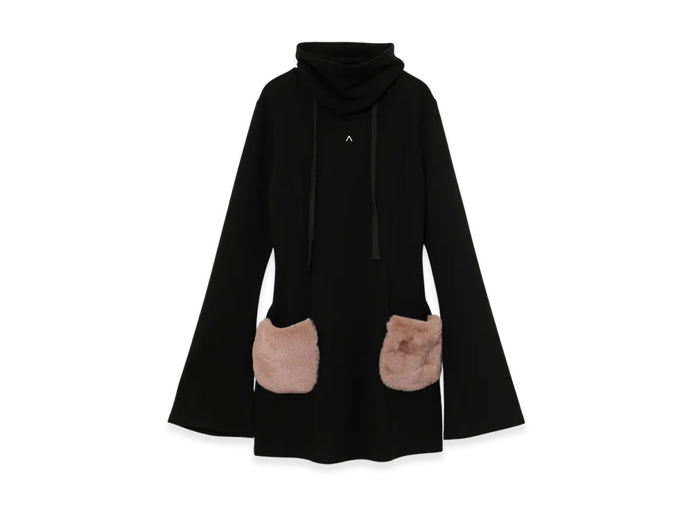 ANDMARY Fur Pocket Mini Dress "Black"