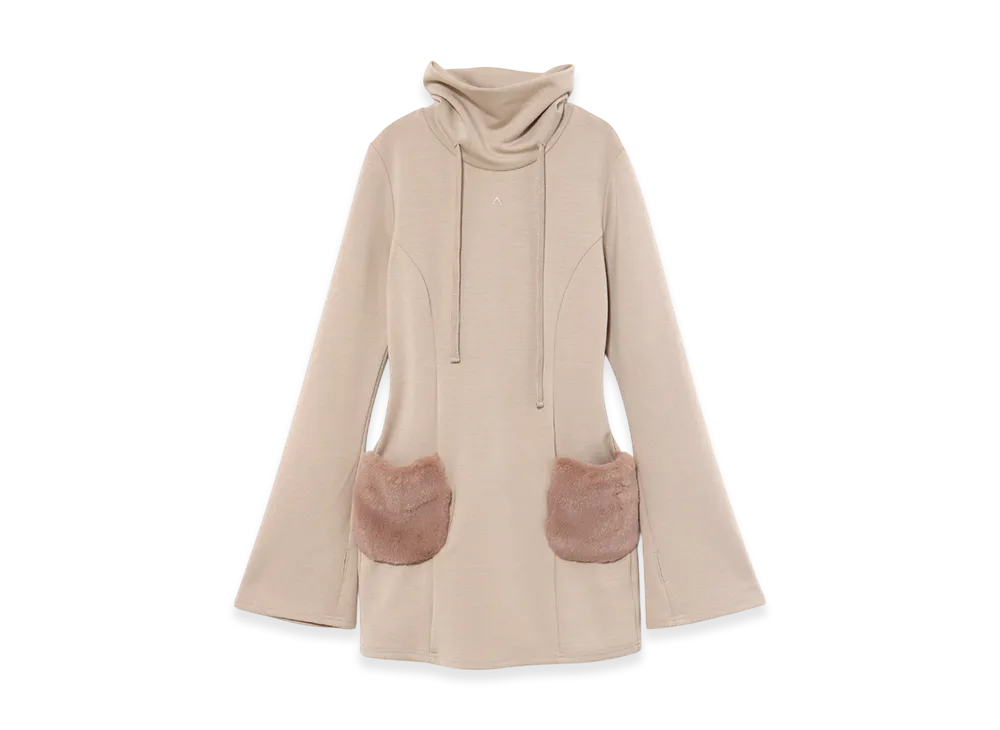 ANDMARY Fur Pocket Mini Dress "Beige"