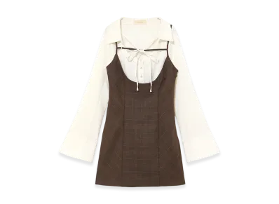 ANDMARY Betty Layered Check Dress "Brown"