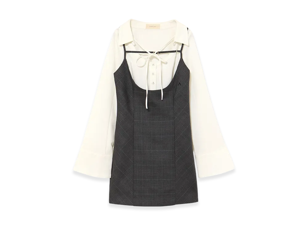 ANDMARY Betty Layered Check Dress "Gray"