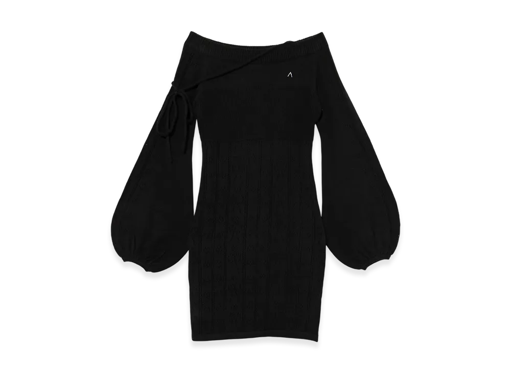 ANDMARY Ribbon Crochet Knit Dress "Black"