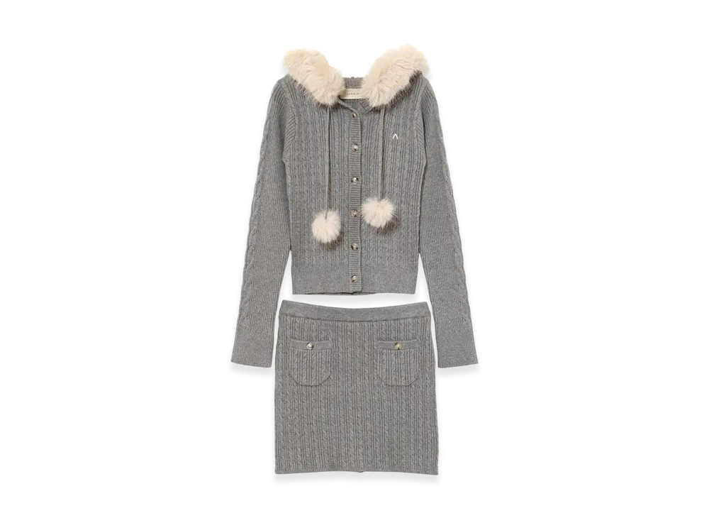 ANDMARY Reo Fur Knit Set Up "Gray"
