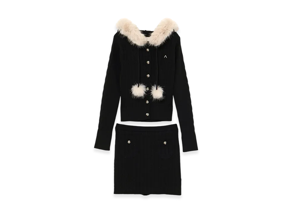 ANDMARY Reo Fur Knit Set Up "Black"