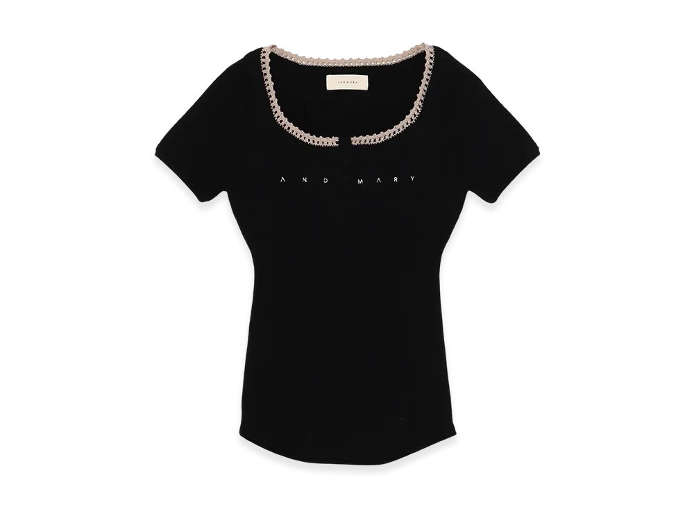 ANDMARY Lacey Mary Logo Tops "Black"