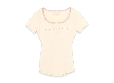 ANDMARY Lacey Mary Logo Tops "Ivory"